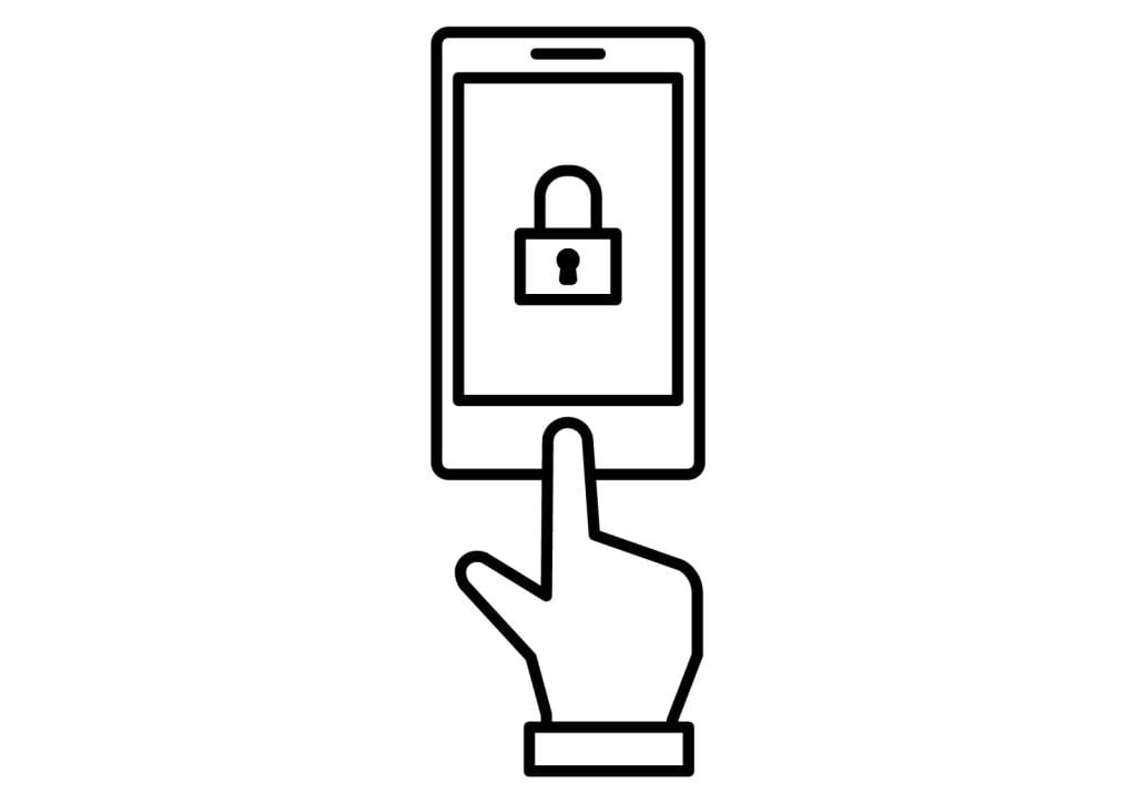 スマートフォンで指紋認証をするイラスト