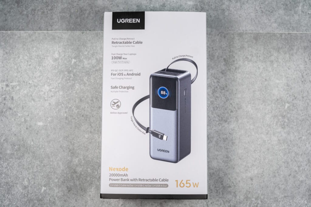 UGREEN Nexode 巻き取り式 USB-Cケーブル内蔵 モバイルバッテリー 20000mAh 165W